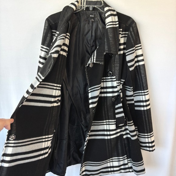 BCX Coat Black & White Plaid L Belted Statement Maximalist Art to Wear - Picture 6 of 10